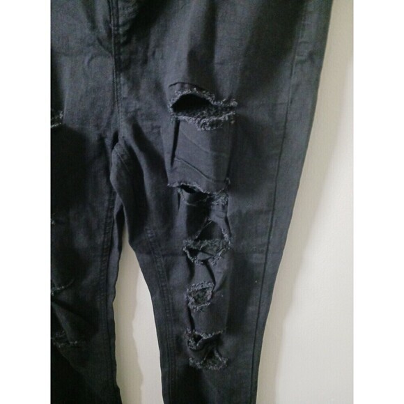 Boohoo Jeans Distressed Straight Leg High Rise Stretch Black Size 12 NWT - Picture 4 of 8